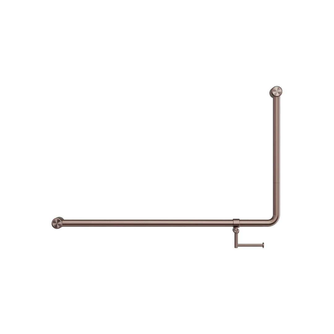 Nero Mecca Care 32mm DDA Accessible Toilet 90 Degree Bent Tube Grab Rail with Toilet Roll Holder 600 x 1000mm