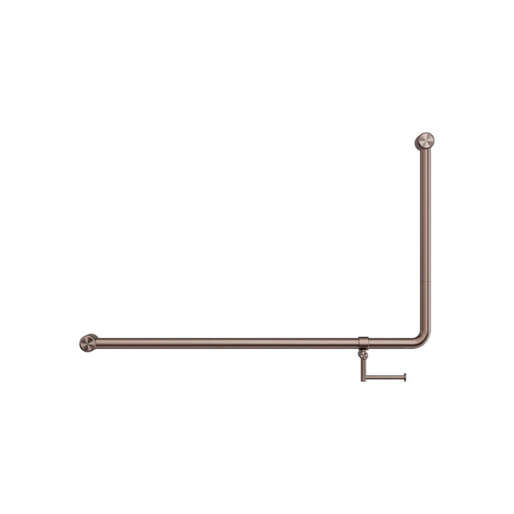 Nero Mecca Care 32mm DDA Accessible Toilet 90 Degree Bent Tube Grab Rail with Toilet Roll Holder 600 x 1000mm