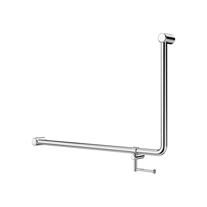 Nero Mecca Care 32mm DDA Accessible Toilet 90 Degree Bent Tube Grab Rail with Toilet Roll Holder 600 x 1000mm