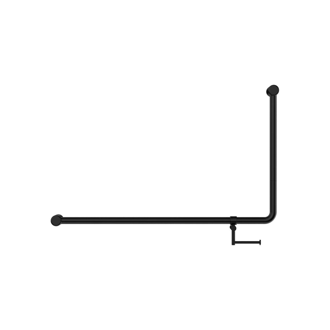 Nero Mecca Care 32mm DDA Accessible Toilet 90 Degree Bent Tube Grab Rail with Toilet Roll Holder 600 x 1000mm