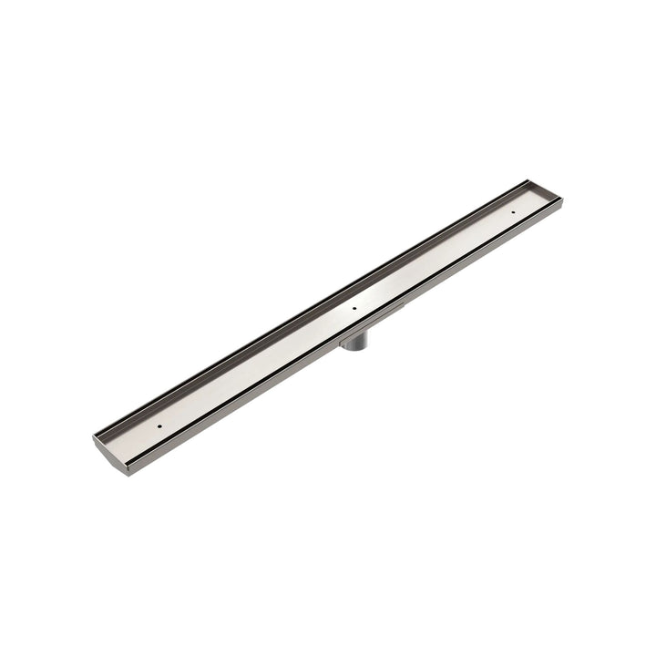 Nero Tile Insert V Channer Floor Grate Outlet With Hole Saw Brushed Nickel 50mm