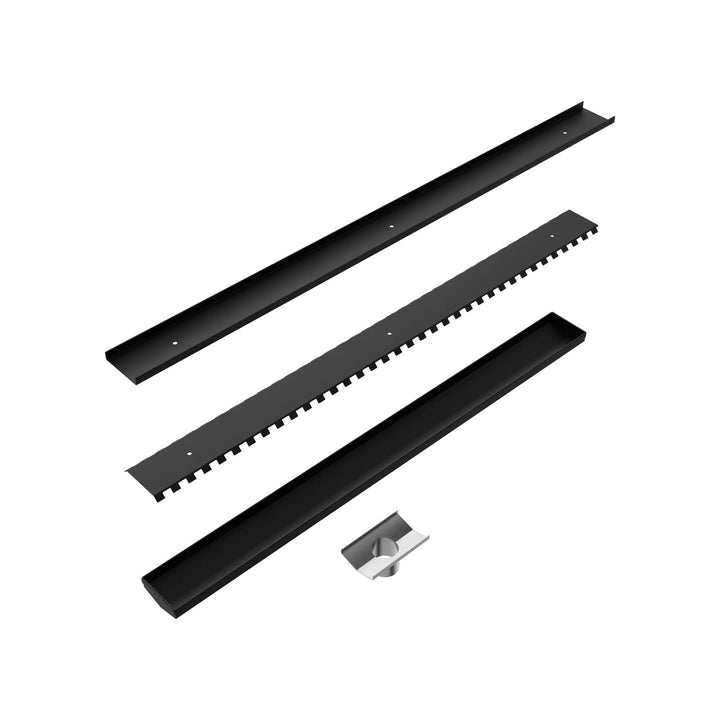 Nero Tile Insert V Channer Floor Grate Outlet With Hole Saw Matte Black 50mm