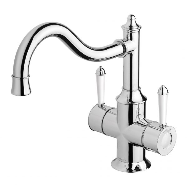 Phoenix Nostalgia Twin Handle 230mm Shepherds Crook Sink Mixer - Design 10