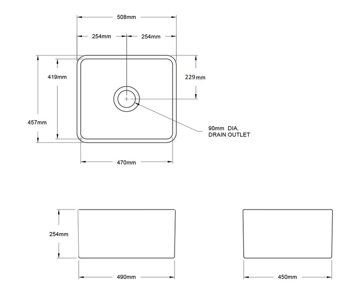 Turner Hastings Novi 50x46 Fireclay Butler Sink - Design 10