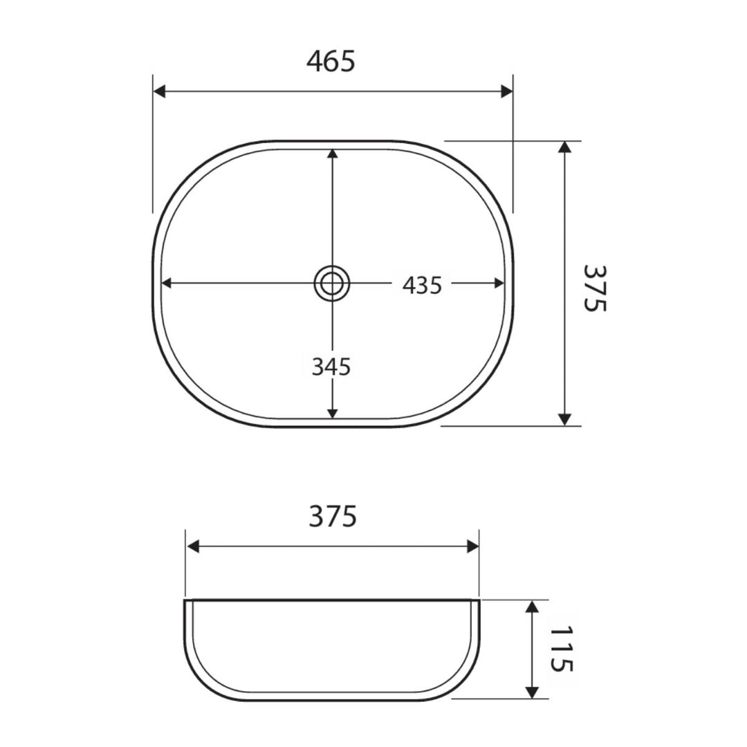 Fienza KOKO 465 Above Counter Basin 465mm x 375mm