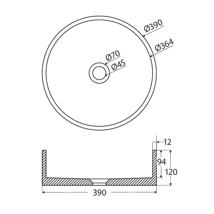 Fienza Jada Round Concrete Above Counter Basin 390mm x 390mm