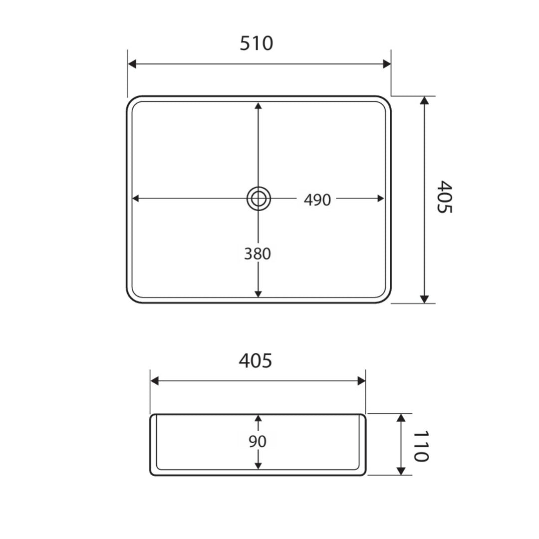 Fienza Luciana Ceramic Above Counter Basin 510mm x 405mm