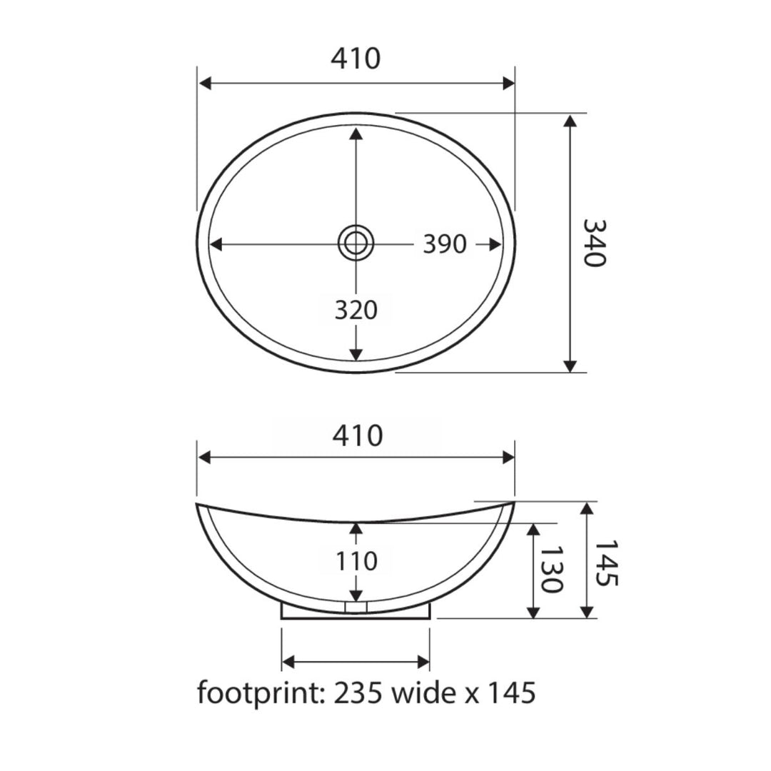 Fienza Paola Ceramic Above Counter Basin 410mm x 340mm