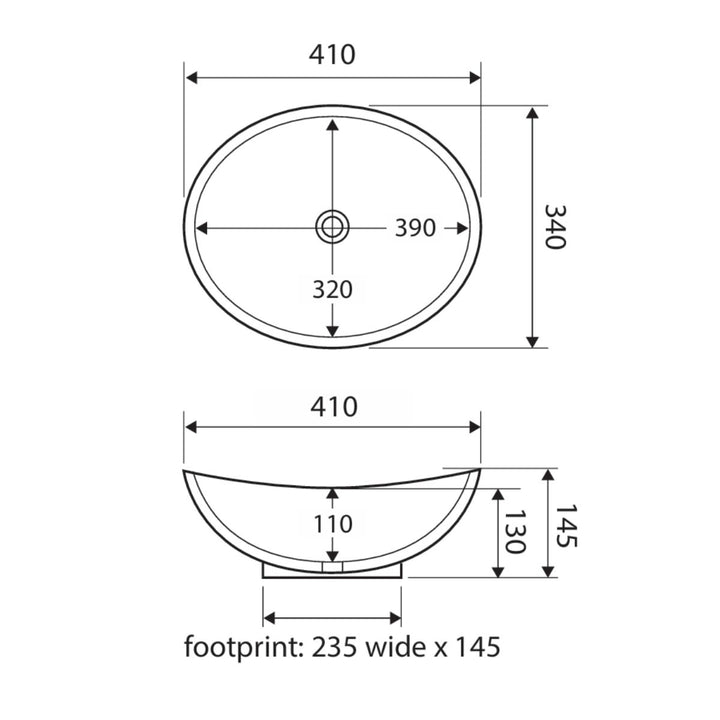Fienza Paola Ceramic Above Counter Basin 410mm x 340mm