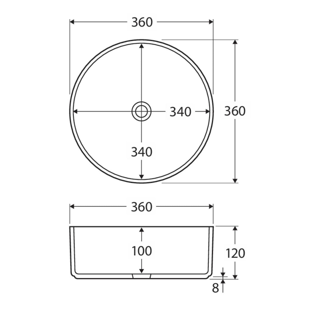 Fienza Reba Above Counter Basin 360mm x 360mm