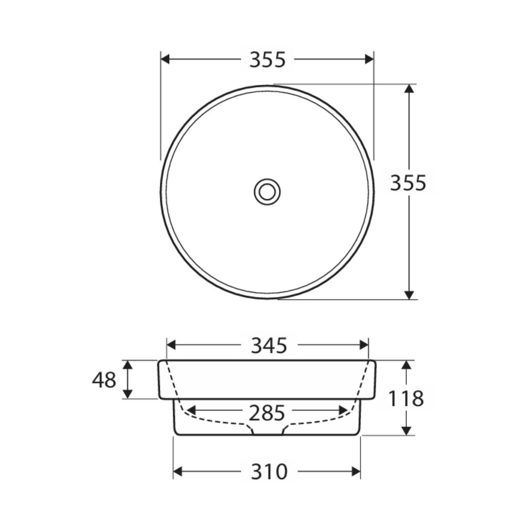 Fienza Reba Semi-Inset Basin 355mm x 355mm