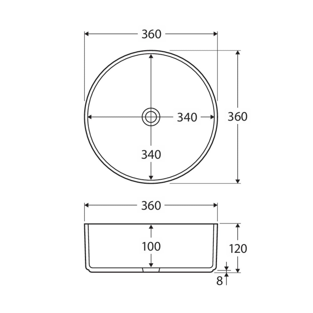 Fienza Reba Ceramic Above Counter Basin 360mm x 360mm
