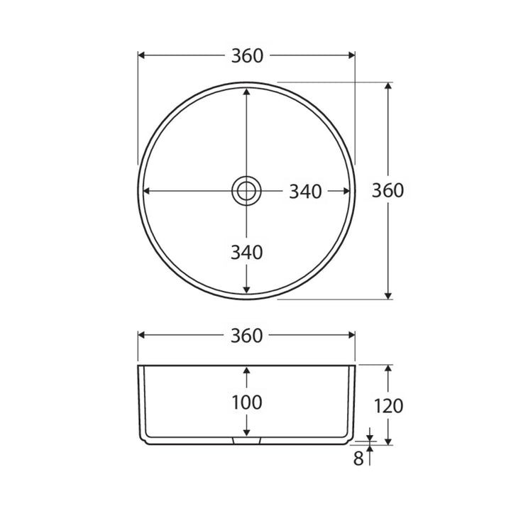 Fienza Reba Ceramic Above Counter Basin 360mm x 360mm