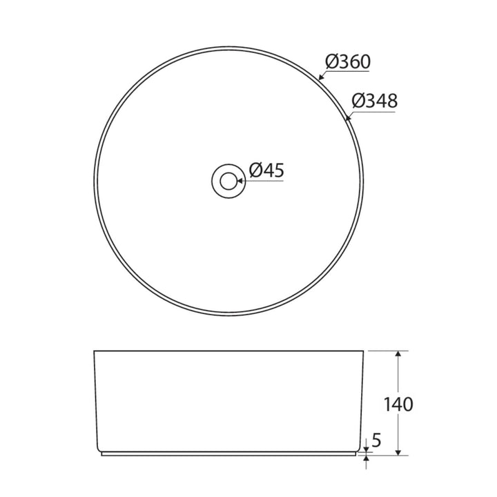 Fienza Reba Luxe Above Counter Basin Overflow 360mm x 360mm