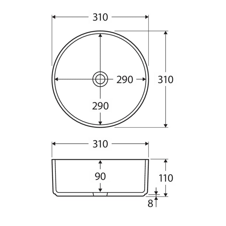 Fienza Reba Mini Above Counter Basin 310mm x 310mm