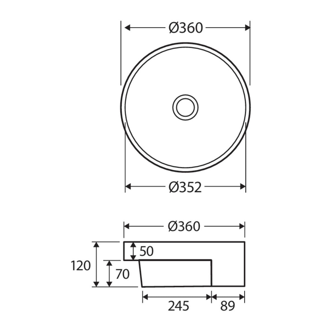 Fienza Reba Semi-Recessed Basin 360mm x 360mm