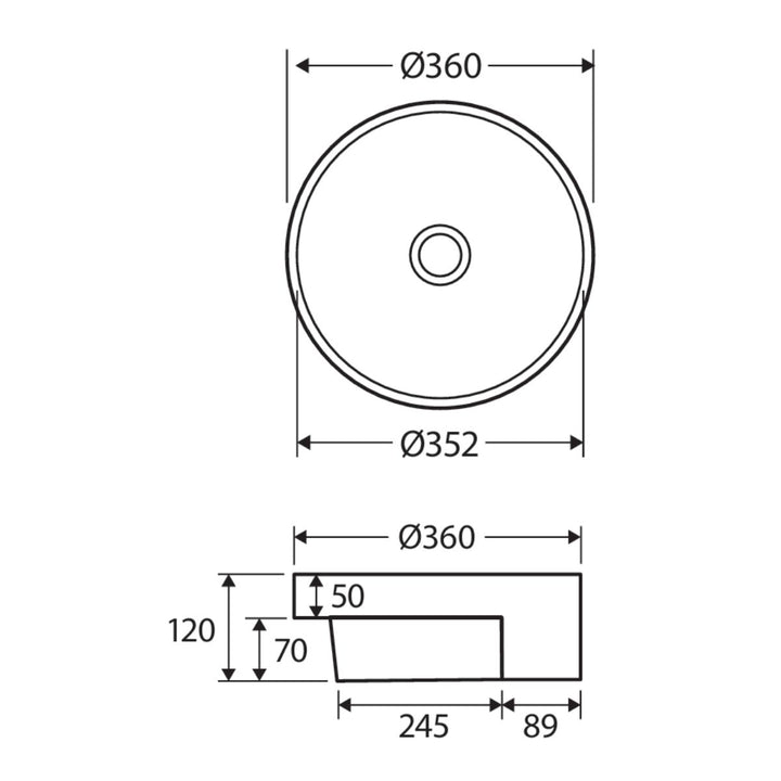 Fienza Reba Semi-Recessed Basin 360mm x 360mm