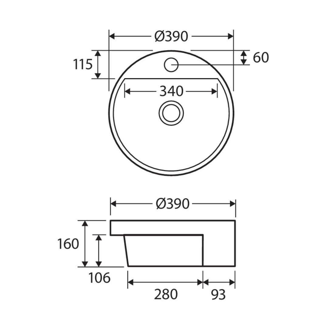 Fienza Reba Semi-Recessed Basin Overflow 390mm x 390mm