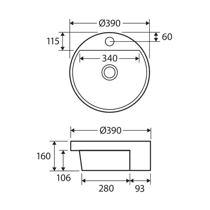 Fienza Reba Semi-Recessed Basin Overflow 390mm x 390mm