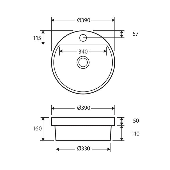 Fienza Reba Semi-Inset Basin Overflow 390mm x 390mm