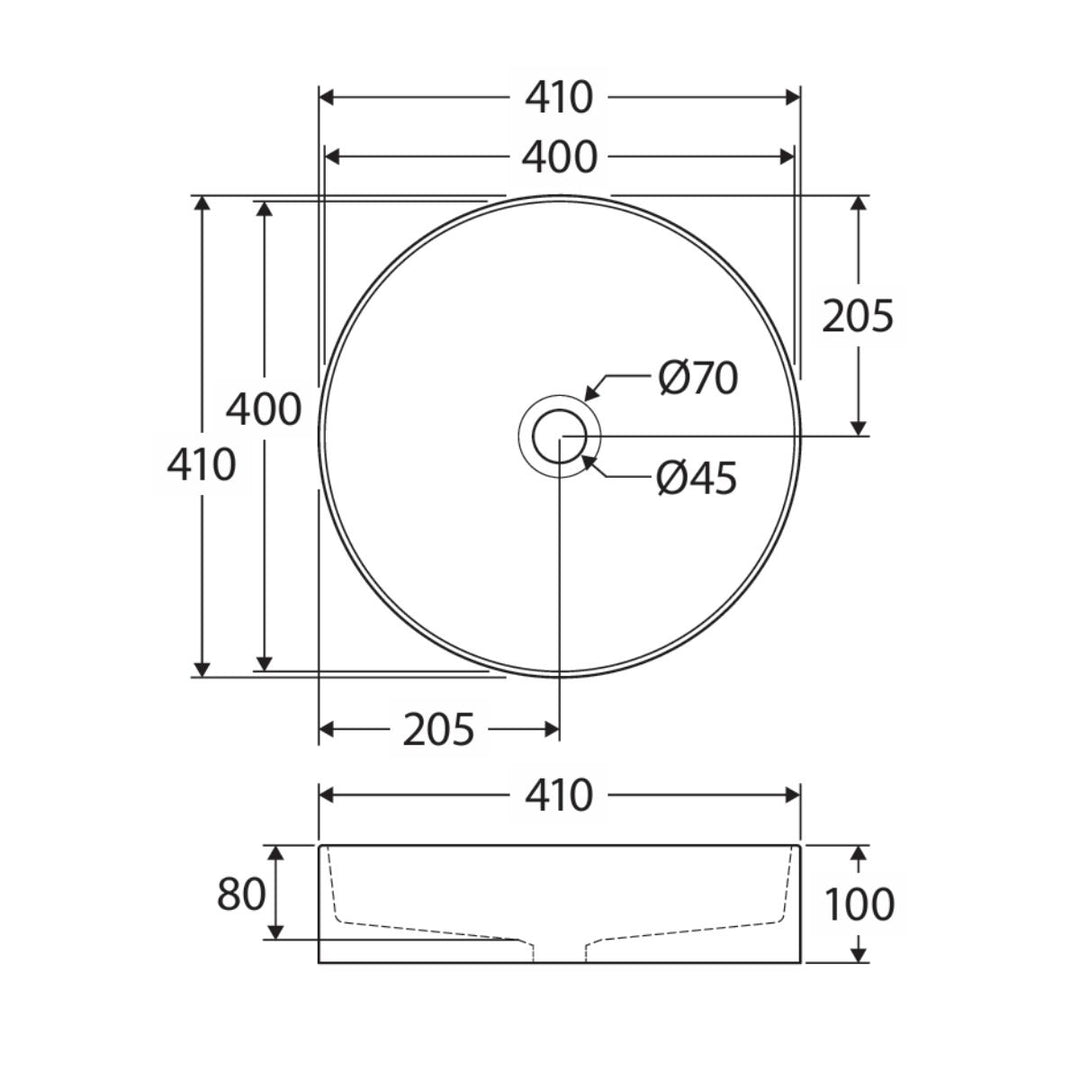 Fienza Eleanor Round Above Counter Fluted Basin 410mm x 410mm