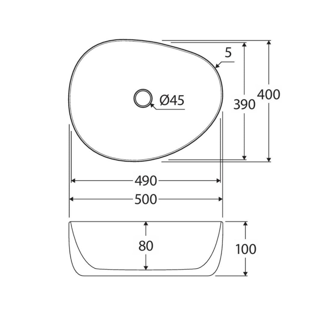 Fienza Pebble Above Counter Basin 500mm x 400mm