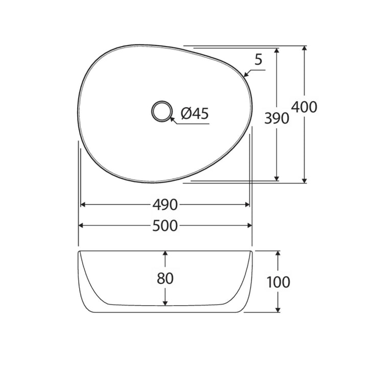 Fienza Pebble Above Counter Basin 500mm x 400mm
