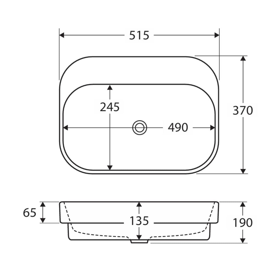 Fienza Parisa Semi Inset Basin Overflow 515mm x 370mm