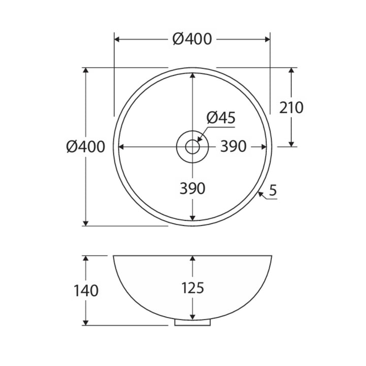 Fienza Aluca Above Counter Basin 400mm x 400mm