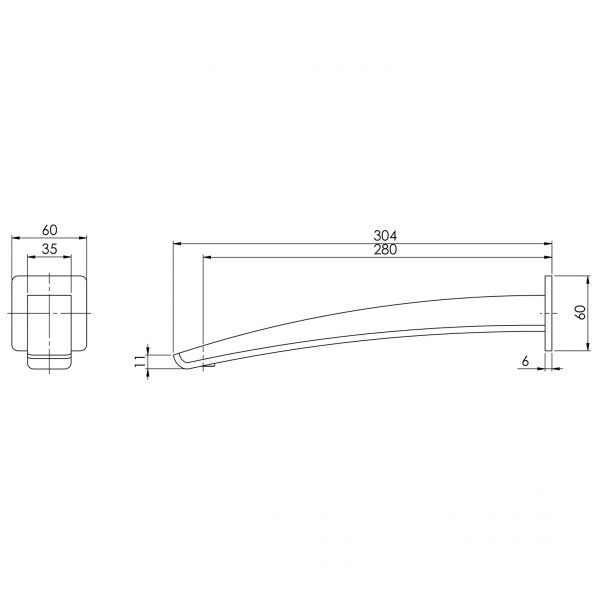 Phoenix Rush Wall Basin Outlet 280mm - Design 10