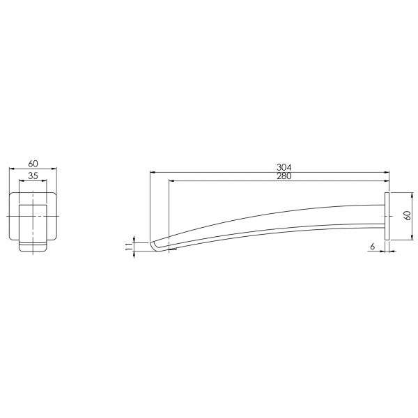 Phoenix Rush Wall Bath Outlet 280mm - Design 10
