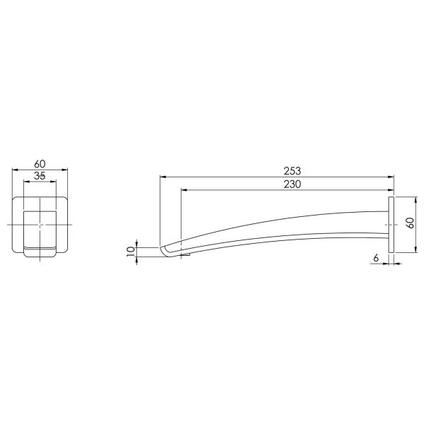 Phoenix Rush Wall Bath Outlet 230mm - Design 10
