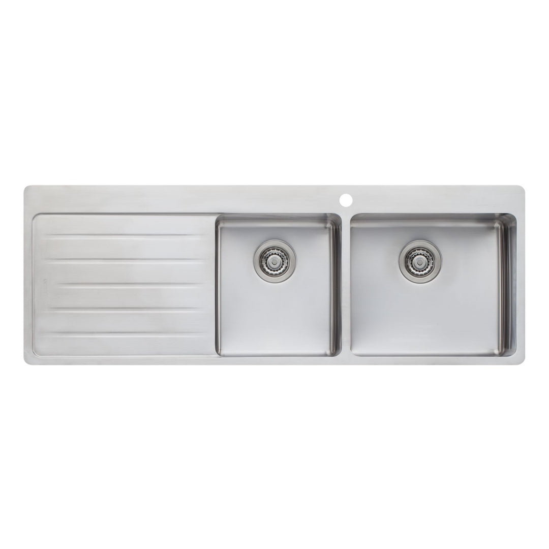 Oliveri Sonetto 39L/30L Double Bowl Topmount Sink With Drainer 1TH 1415 x 510mm