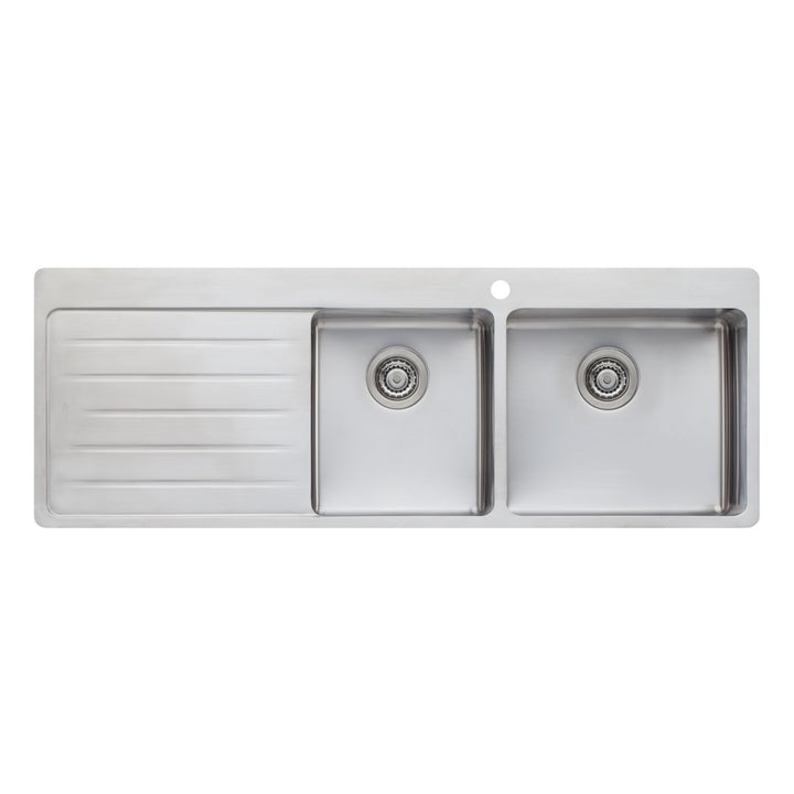 Oliveri Sonetto 39L/30L Double Bowl Topmount Sink With Drainer 1TH 1415 x 510mm