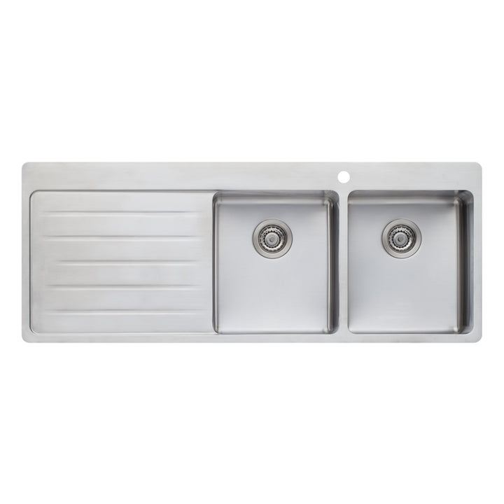 Oliveri Sonetto 30L/30L Double Bowl Topmount Sink With Drainer 1TH 1300 x 510mm