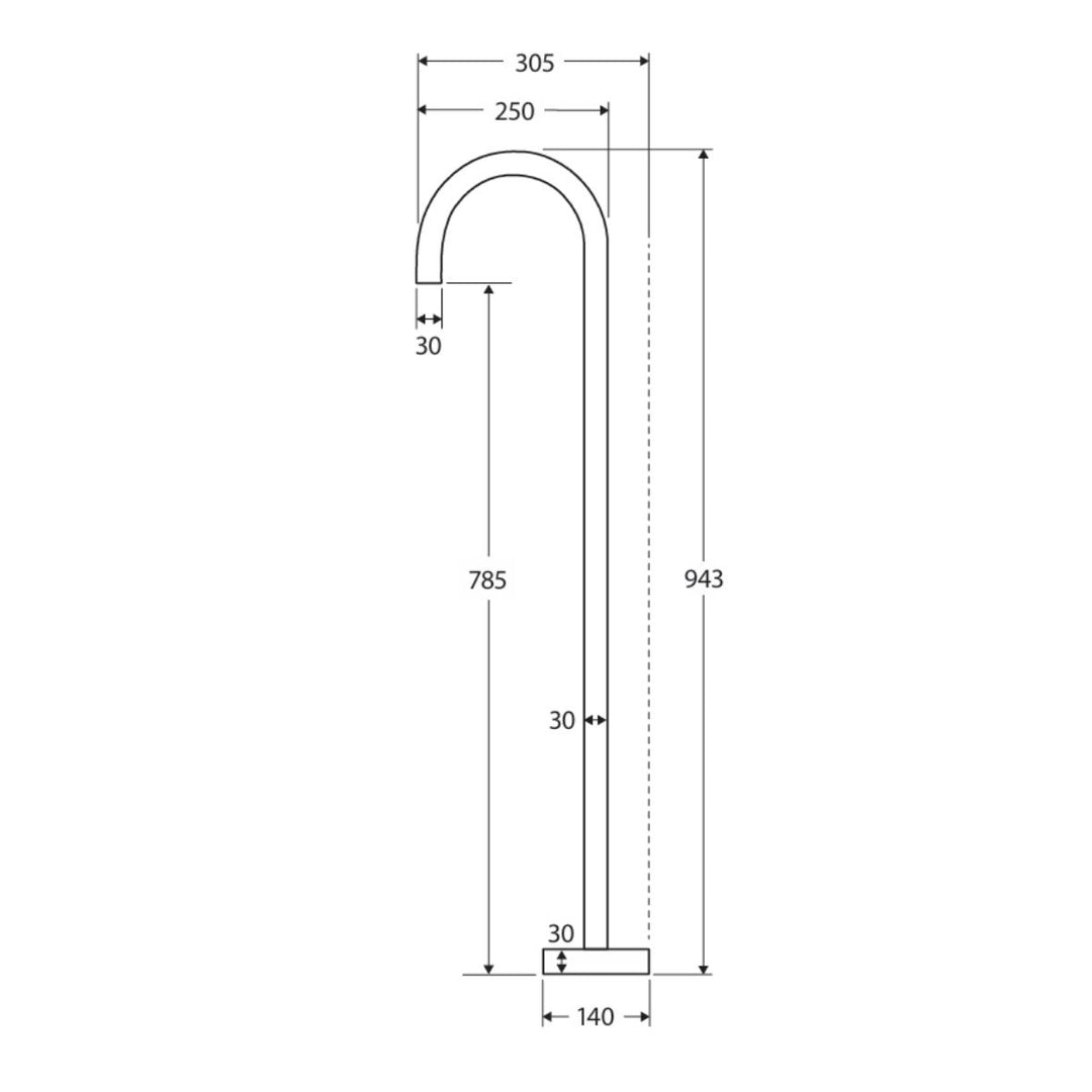 Fienza KAYA Gooseneck Floor Mounted Bath Spout