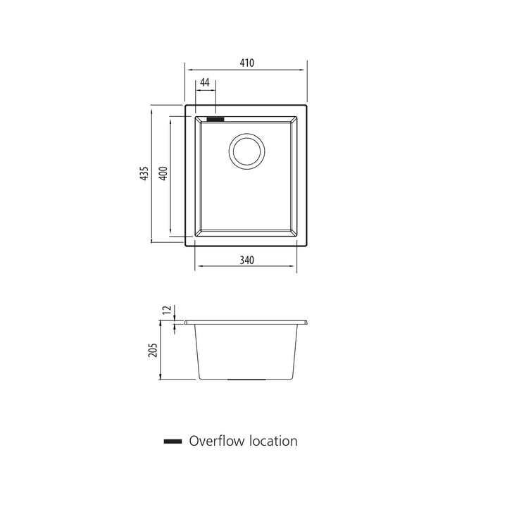 Oliveri Santorini Black Standard Bowl Undermount Sink