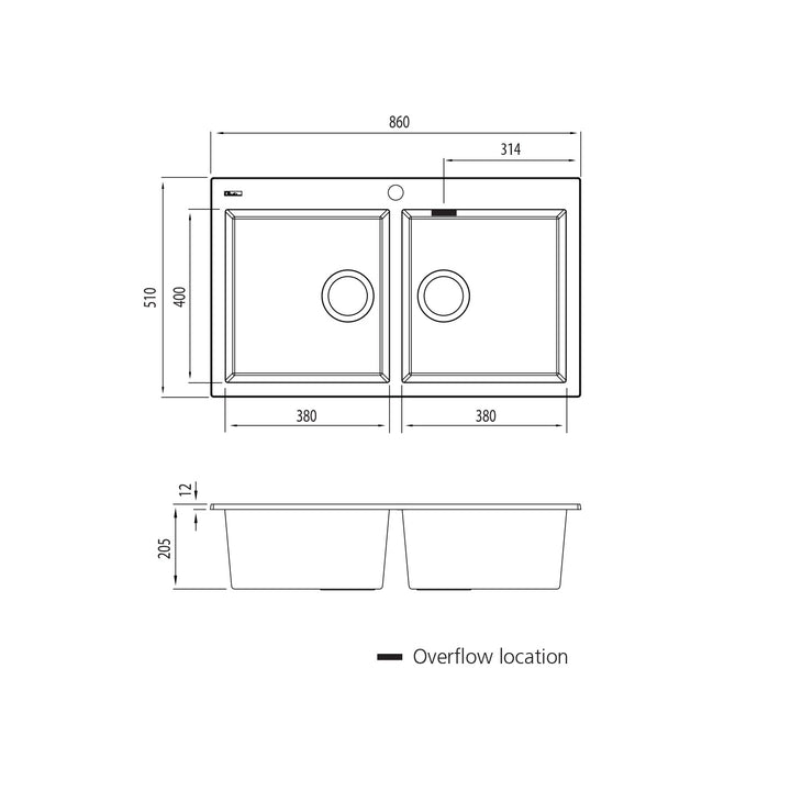 Oliveri Santorini Double Bowl Sink