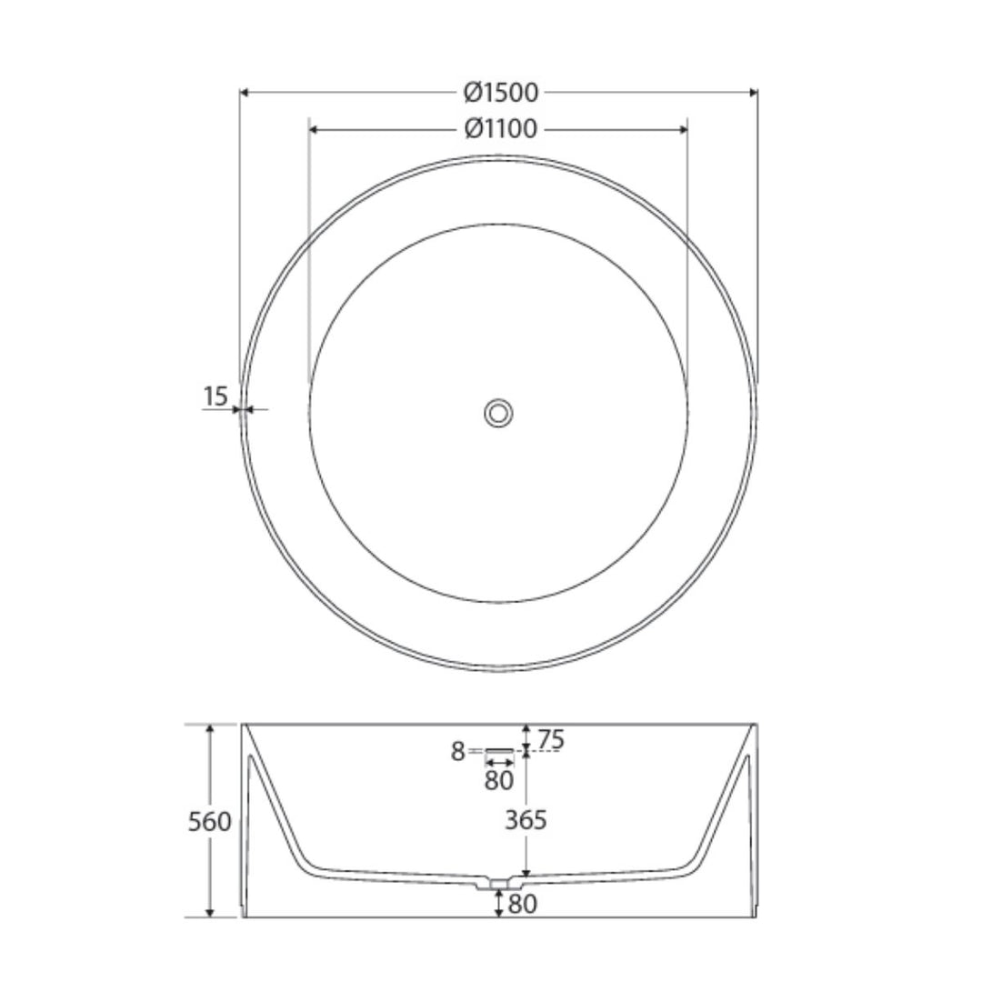 Fienza Minka Solid Surface Round Bath