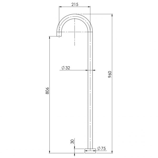 Phoenix Vivid Floor Mounted Bath Outlet 940mm - Design 10