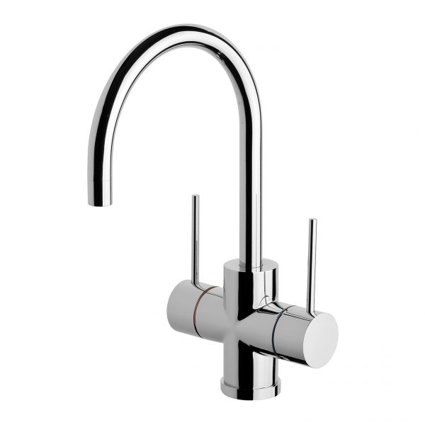 Phoenix Vivid Slimline Twin Handle 160mm Gooseneck Sink Mixer - Design 10