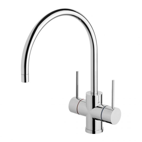 Phoenix Vivid Slimline Twin Handle 220mm Gooseneck Sink Mixer - Design 10