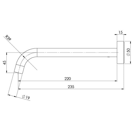 Phoenix Vivid Slimline Wall Basin Outlet 230mm Curved – Lead Free - Design 10