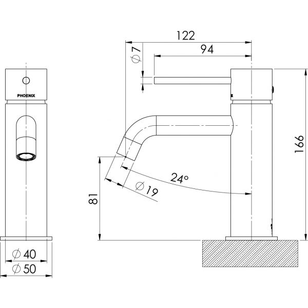 Phoenix Vivid Slimline Basin Mixer Curved Outlet – Lead Free - Design 10