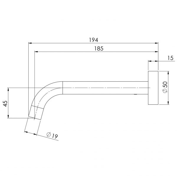Phoenix Vivid Slimline Wall Basin Outlet 180mm Curved – Lead Free - Design 10