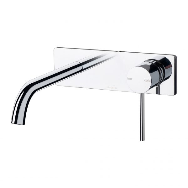 Phoenix Vivid Slimline Wall Bath Mixer Set 180mm Curved - Design 10