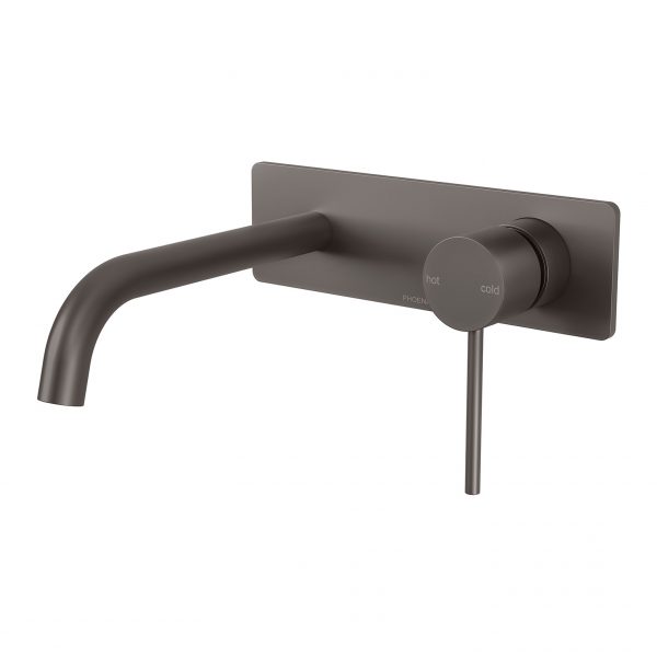 Phoenix Vivid Slimline Wall Bath Mixer Set 180mm Curved - Design 10