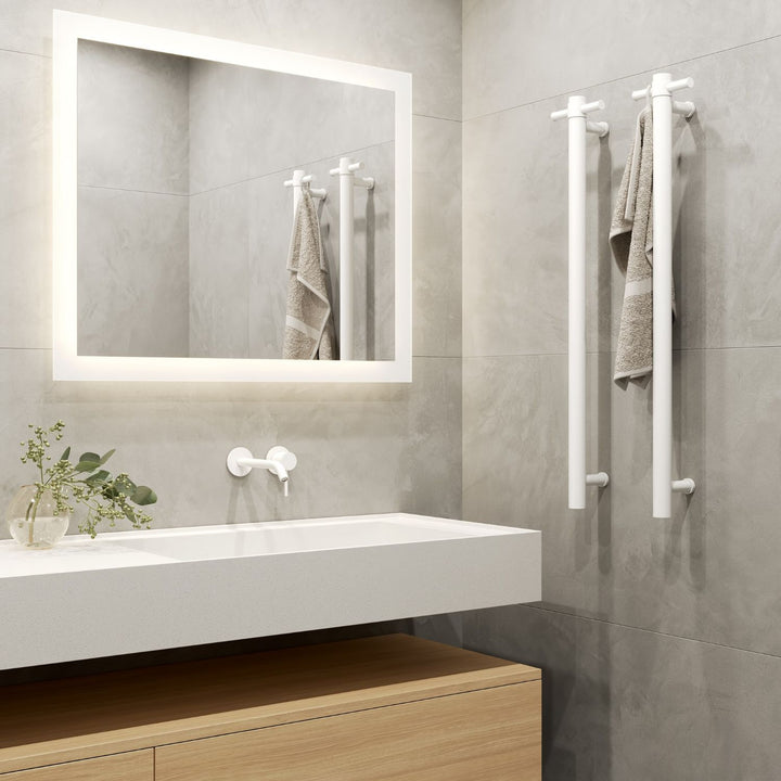 Thermorail 12V Straight Round Vertical Single Bar Heated Towel Rail 900mm