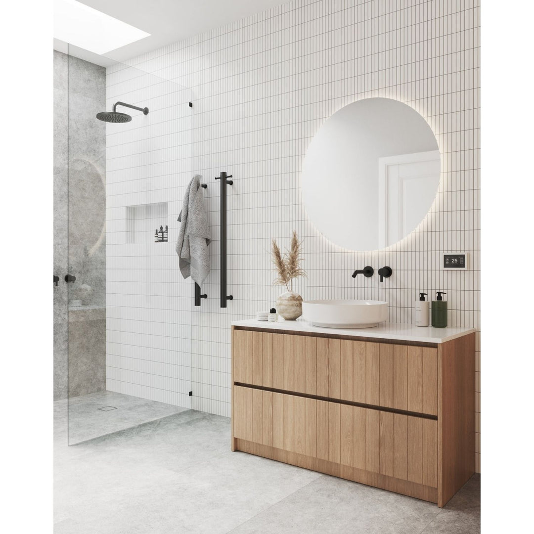 Thermorail 12V Straight Round Vertical Single Bar Heated Towel Rail 900mm