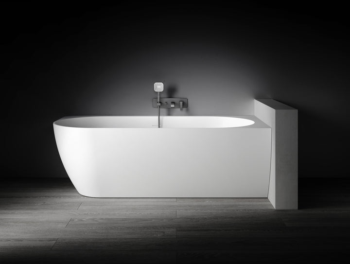 Kaskade Eleni Corner Back to Wall Stone Bath 1700mm Right